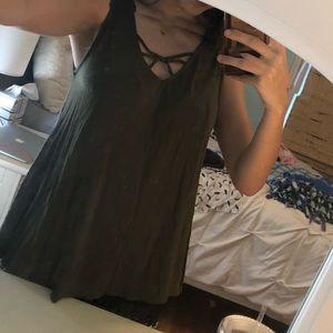 Army Green tank top with detailing in front